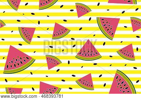 Juicy Background Of Watermelons. Seamless Texture Of Summer Theme. Eps 8