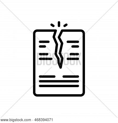 Black Line Icon For Rip Up Paper Fissure Crack Canceled Rejected Annul Cancel