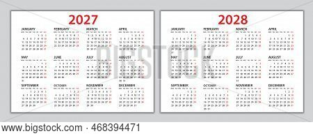 Calendar 2027-2028 Template, Planner 2027-2028 Year, Wall Calendar 2027-2028 Template, Week Starts M