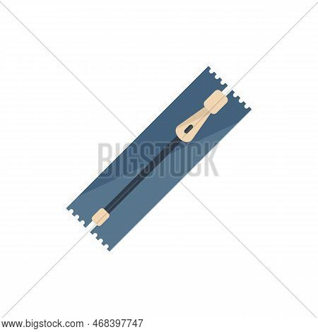 Cloth Zipper Icon Flat Vector. Clothing Sew. Manufacture Needle Isolated