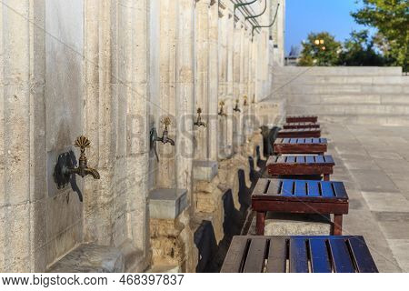 Istanbul, Turkey - September 14, 2017: This Is A Special Place For Washing Feet Before Entering The 