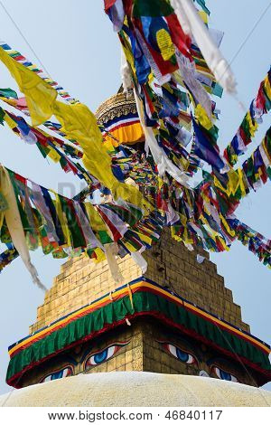 Nazývané také Boudhanath stupa Bodhnath je největší stupa na světě, Kathmandu, Nepál