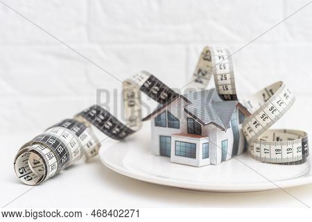 House Toys In A White Plate Isolated Onbackground, Concept At Home And Living.