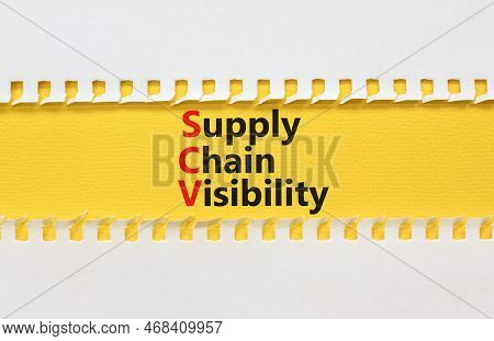 Scv Supply Chain Visibility Symbol. Concept Words Scv Supply Chain Visibility On White Paper On A Be