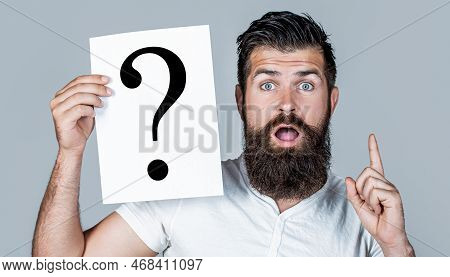 Question Mark, Symbol. Concept - Challenging Issue, Looking For The Answer. Man Question, Emotion. M