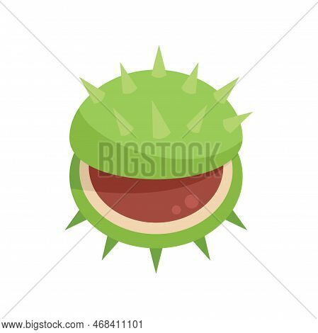 Fruit Chestnut Icon Flat Vector. Sweet Tree. Season Nut Isolated
