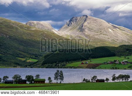 Clouds Above Lake Eidsvatnet Near The Norwegian Village Eidsdal