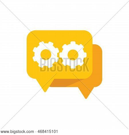 Chat Gear Icon Flat Vector. Business Control. Remote Server Isolated