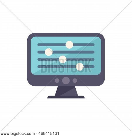 Video Security Control Icon Flat Vector. Server Remote. Screen Work Isolated