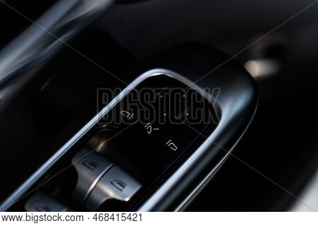 Side Mirrors Control Panel On Side Door. Car Driver Adjust Side Mirror Controller. Side Mirror Contr
