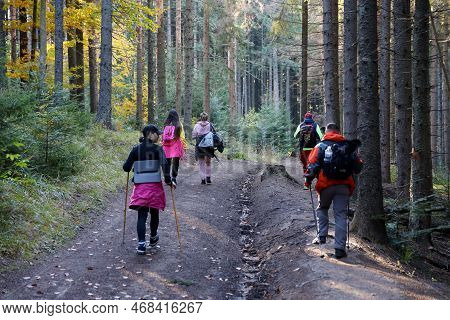 Carpathian Mountains, Ukraine - October 8, 2022 Mount Hoverla. Carpathians In Ukraine In Autumn. Tou