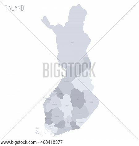 Finland Political Map Of Administrative Divisions - Regions And One Autonomous Region Of Aland. Grey