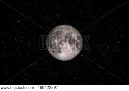 Moon Is Earths Satellite Orbiting In Space Surrounded By Stars. This Image Elements Furnished By Nas