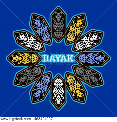 Twelve Colorful Dayak Shields That Circle Vector Template