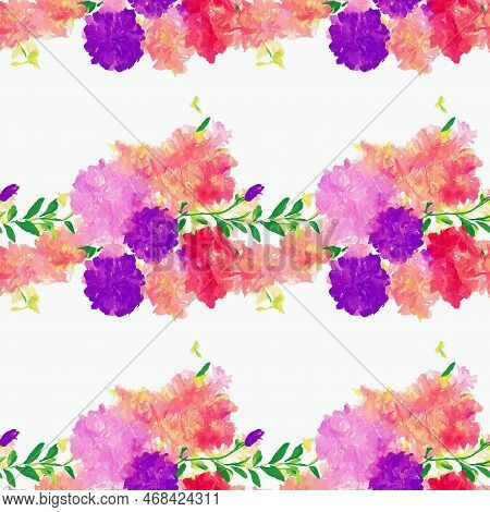 Blurry Floral Pattern, Semblance Of Watercolor, Seamless Illustration Design, Repeating Background F
