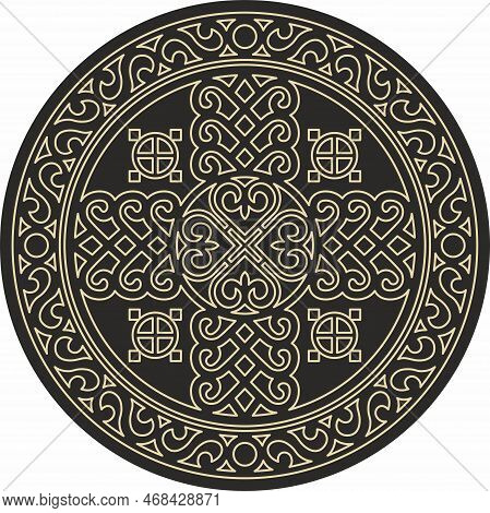 Vector Golden Round Yakut Amulet, Home Protection.