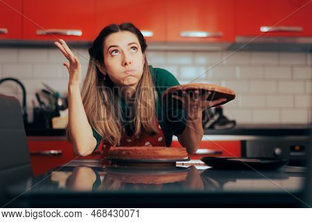 Stressed Baker Feeling Mind Blown Slicing A Cake For The First Time