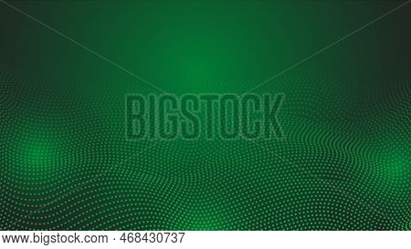 Abstract Green Color Particles Illustration On Green Color Background.