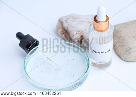 Propionic Acid In A Bottle, Chemical Ingredient In Beauty Product, Skin Care Products