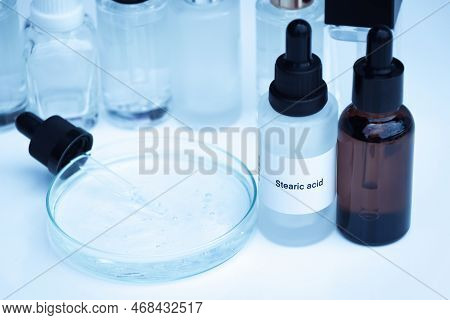 Stearic Acid In A Bottle, Chemical Ingredient In Beauty Product, Skin Care Products