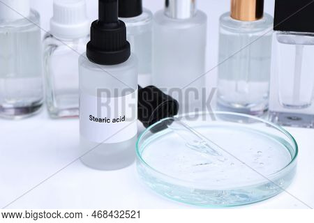 Stearic Acid In A Bottle, Chemical Ingredient In Beauty Product, Skin Care Products