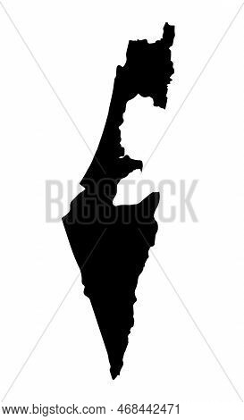 An Outline Map Of Israel In Black Silhouette