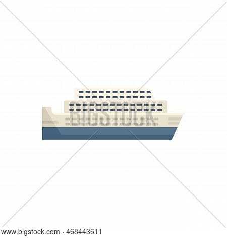 Ferry Transport Icon Flat Vector. River Ship. Cargo Ferryboat Isolated