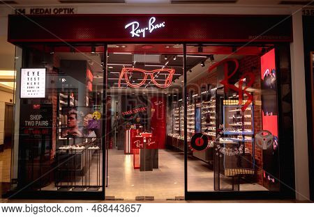 Kuala Lumpur, Malaysia - December 04, 2022: Ray Ban Brand Retail Shop Logo Signboard