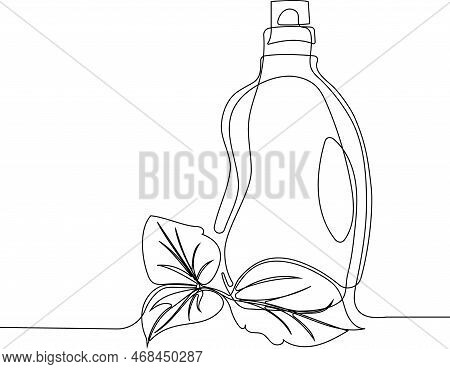 Continuous One Line Drawing Of Bottles For Liquid Laundry Detergent, Bleach, Fabric Softener, Dishwa