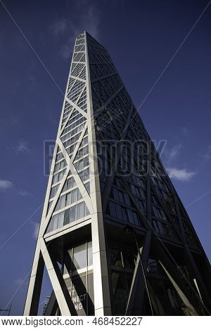 London - 01 26 2022: Newfoundland skyscraper view in Canary Wharf London