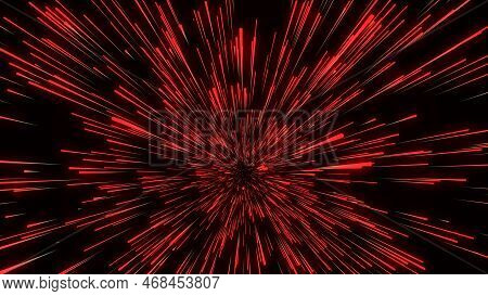 Abstract Circular Light Speed Background. Dynamic Red Lines. Futuristic Explosion Of Light. Colored 