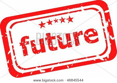 Futur timbre de caoutchouc rouge sur fond blanc
