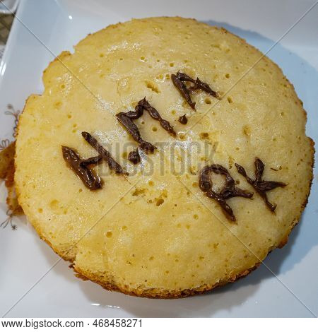 Home Made Cake For Happy Anniversery Ceremony. Tasty Home Made Cake Flavored With Cinnamon And Spice