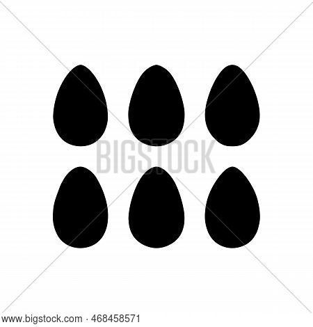 Easter Egg Icon Set. Abstract Egg Silhouette. Vector Linocut Object Isolated On White Background. Es