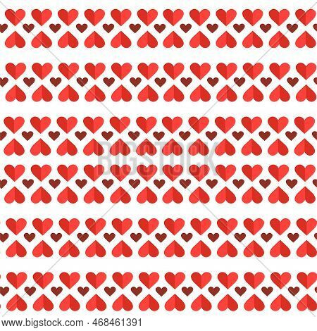 Cute Hand Drawn Hearts Seamless Pattern, Lovely Romantic Background, Great For Valentine's Day, Moth