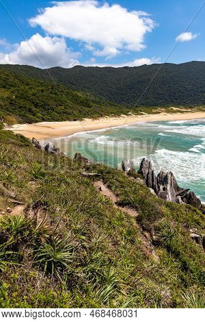 Trail To The Beach, Forest And Rocks In The Wild Lagoinha Do Leste Beach