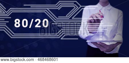 Sign Displaying 80 To 20 Percent. Pareto Principle Of Factor Sparsity Statistical Distribution Of Da