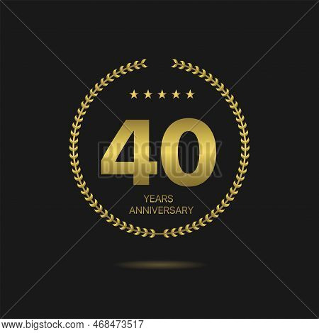 Fourty Years Anniversary Golden Laurel Wreath Label