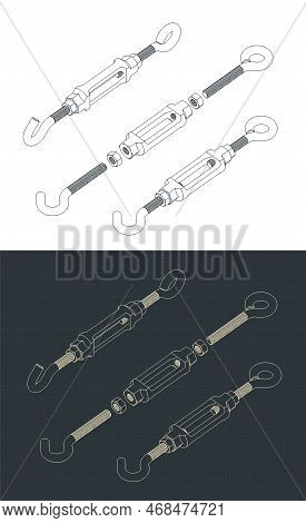 Turnbuckle Isometric Blueprints
