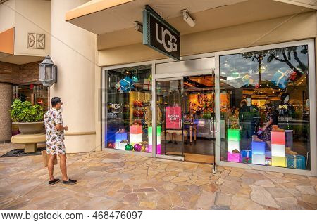 Honolulu, Hawaii - December 29, 2022:  Exterior Of The Ugg Store On Kalakaua Avenue In Waikiki.