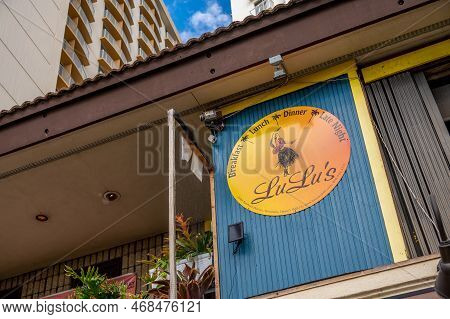 Honolulu, Hawaii - December 31, 2022: Landmark Lu Lu's Restaurant In Waikiki.