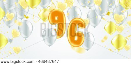 Celebration 96 Birthday Happy Birthday, Congratulations Poster. Balloons Numbers With Sparkling Conf