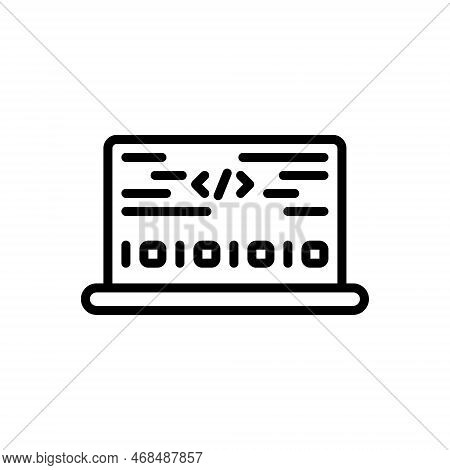 Black Line Icon For Codes Key Binary Byte Coding Backslash Less Than Greater