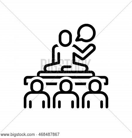 Black Line Icon For Told Bubble Say Conversation Discussion Speak Discourse Preaching Sermon Present
