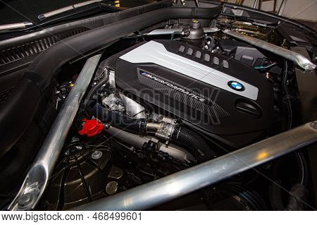 Lviv, Ukraine - October 21, 2020: Bmw X6 M50d Engine Compartment