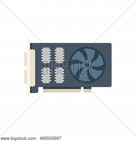 Gpu Card Icon Flat Vector. Computer Pc. Cooler Pci Isolated