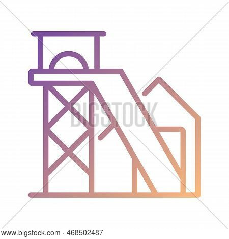 Coal Mine Pixel Perfect Gradient Linear Vector Icon. Lode Of Fossil Fuel In Earth. Extraction Of Roc