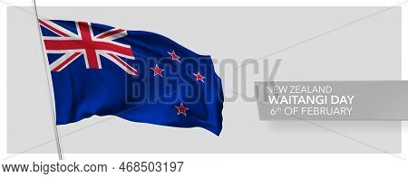 New Zealand Waitangi Day Greeting Card, Banner Vector Illustration. New Zealandian National Holiday 