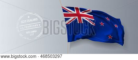 New Zealand Waitangi Day Greeting Card, Banner With Template Text Vector Illustration. New Zealandia