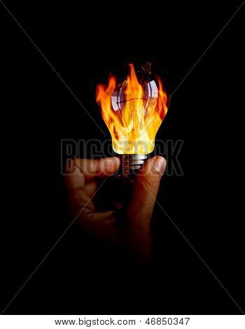 Lampadina con il fuoco all'interno